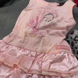Light pink satin ruffle dress, American girl doll